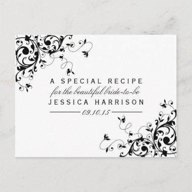 Black & White Swirls Bridal Shower Recipe Invitations