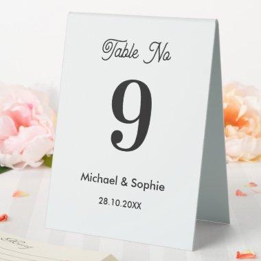 Black White Table Number Wedding Table Tent Sign