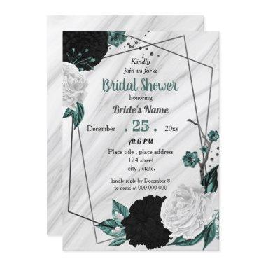 Black white teal blue geometric