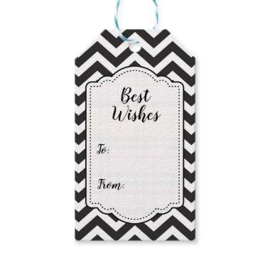 Black & White Thick Chevron Wedding Birthday Gift Tags