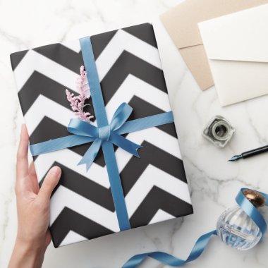 Black & White Thick Chevron Wedding New Year's Eve Wrapping Paper