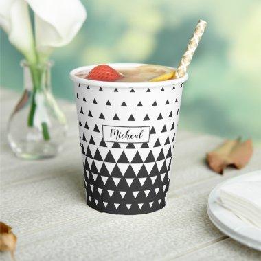 Black White Triangle Pattern Geometric Shapes Paper Cups