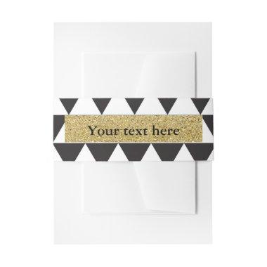Black & White Triangles Faux Gold Modern Glam Invitations Belly Band