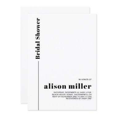 Black, white typography minimalist bridal shower Invitations