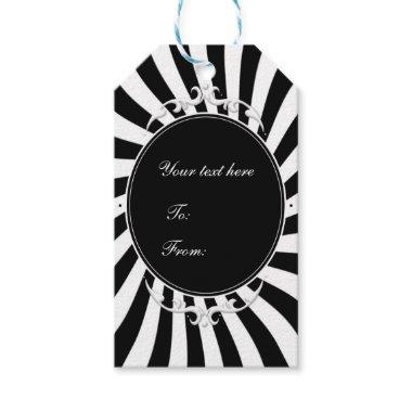 Black & White Whimsical Stripes Circus Carnival Gift Tags