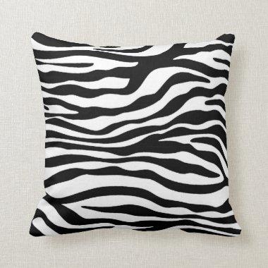 Black & White Zebra Animal Print Throw Pillow