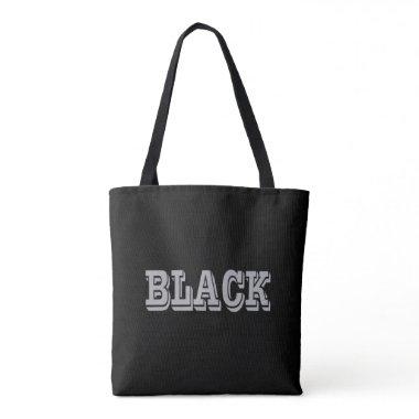 Black With Gray Text On Black Solid Color Tote Bag