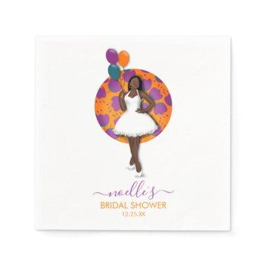 Black Woman Bridal Shower Balloons & Flowers Napkins
