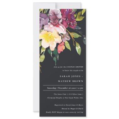 BLACK YELLOW BLUSH BURGUNDY FLORAL COUPLES SHOWER Invitations