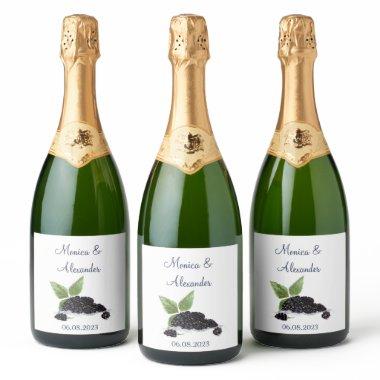 Blackberry Blackberries Fruits Summer Wedding Sparkling Wine Label