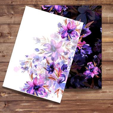 Blank  watercolor purple pink flower