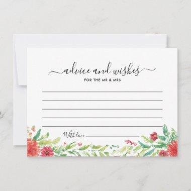 Blank Red Floral Wedding Guest Advice Wishes Invitations