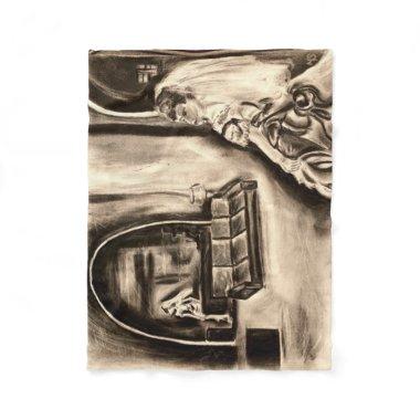 BLANKET Spooky Bride in Mirror Charcoal Drawing