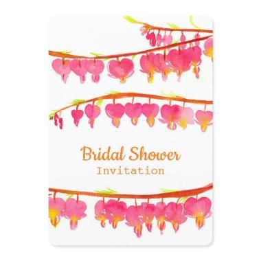 Bleeding Heart Flowers Bridal Shower Invitations