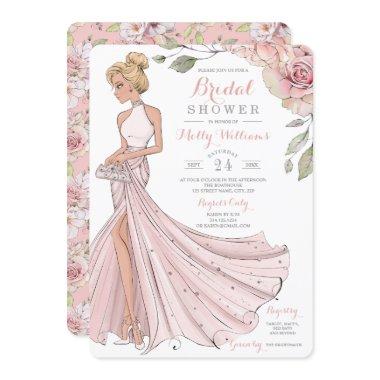 Bling and Glitter Girl Bride Bridal Shower Invitations