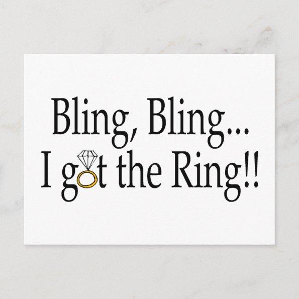 Bling Bling I Got The Ring Wedding Engagement Announcement PostInvitations
