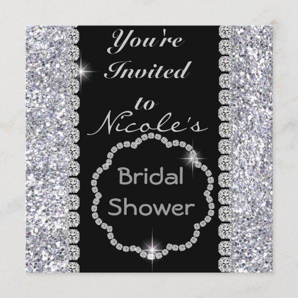 BLING Bridal Shower with CRYSTALS Invitations