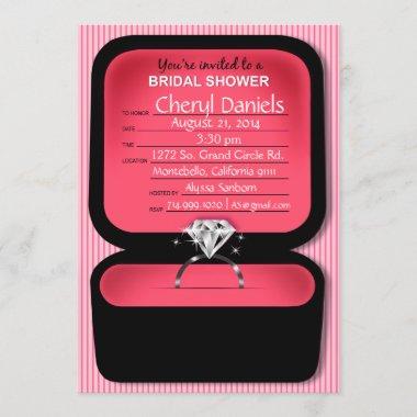 Bling Ring Box Bridal Shower coral Invitations