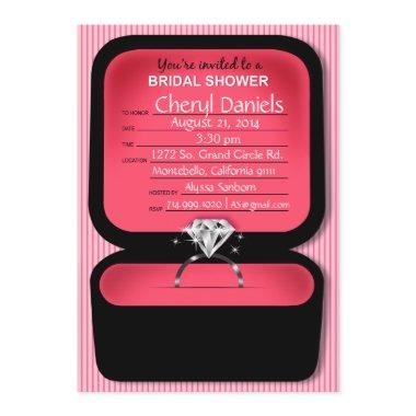 Bling Ring Box Bridal Shower coral Invitations