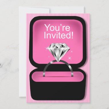 Bling Ring Box Bridal Shower pink Invitations