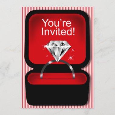 Bling Ring Box Bridal Shower red Invitations
