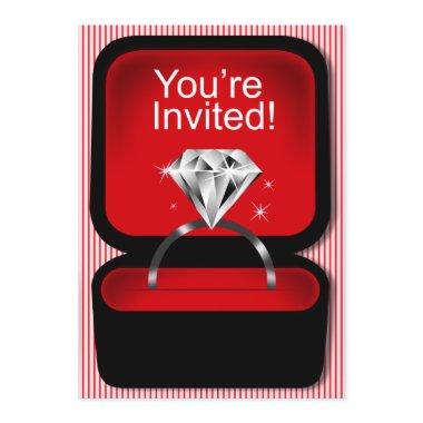 Bling Ring Box Bridal Shower red Invitations