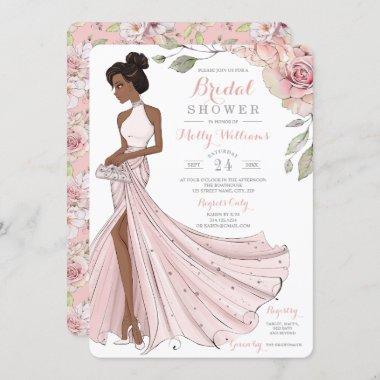 Blingy African American Bride Bridal Shower Invitations