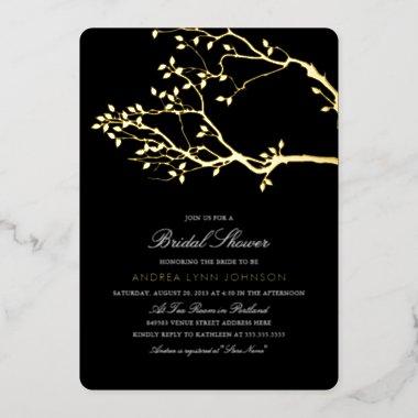 Blissful Branches Bridal Shower Gold Foil Invitat Foil Invitations