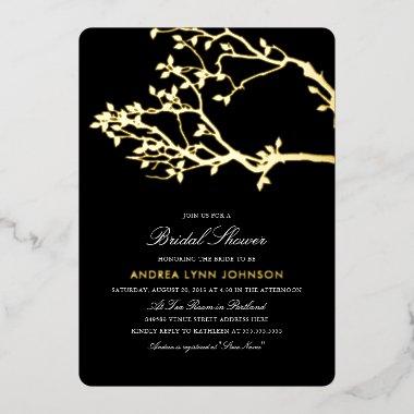 Blissful Branches Bridal Shower Gold Foil Invitat Foil Invitations