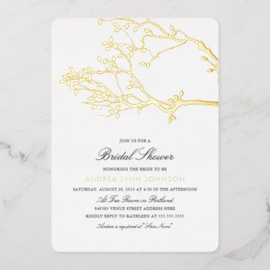 Blissful Branches Bridal Shower Gold Foil Invitations