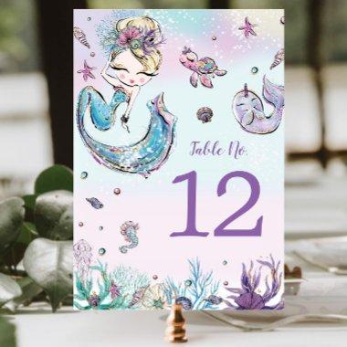 Blond Mermaid Under the Sea Table Number