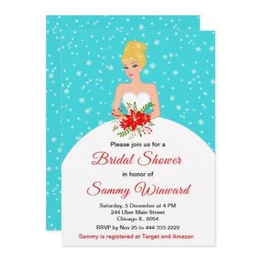 Blonde Hair Bride Snowflake Blue