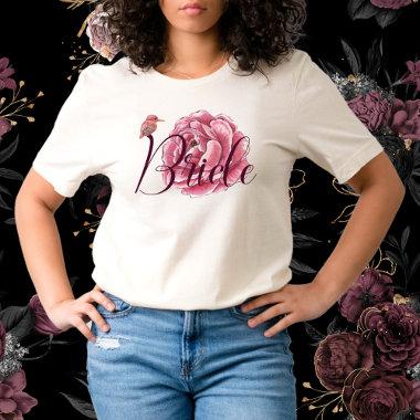 Bloom Watercolor Viva Magenta Rose Flower-Bride T-Shirt