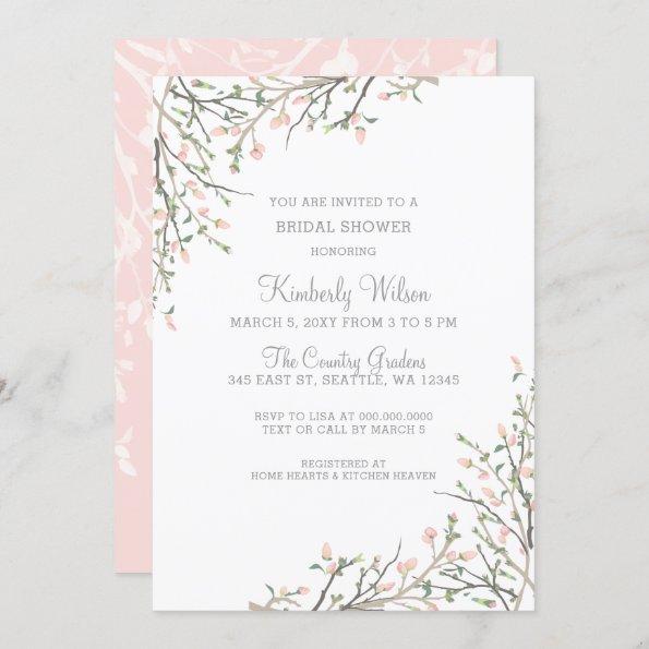 Blooming Blush Floral Wedding Bridal Shower Invitations