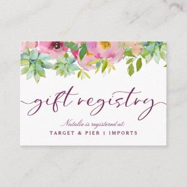 Blooming Chic Floral Bridal Shower Gift Registry Enclosure Invitations