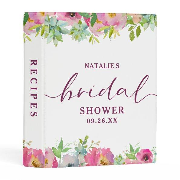 Blooming Chic Floral Bridal Shower Recipe Album Mini Binder