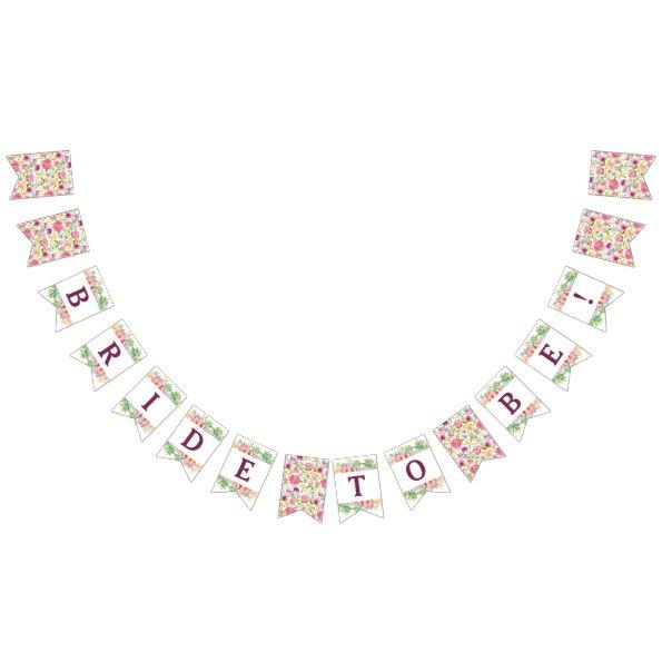 Blooming Chic Floral Bride to Be  Bunting Flags