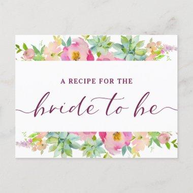 Blooming Chic Mint & Blush Bride to Be Recipe Invitations