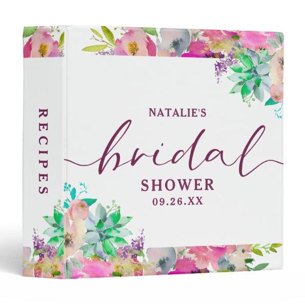 Blooming Floral  Recipe  Album 3 Ring Binder