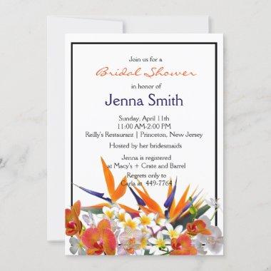 Blooming Joy-Tropical Flowers Bridal Shower Invitations