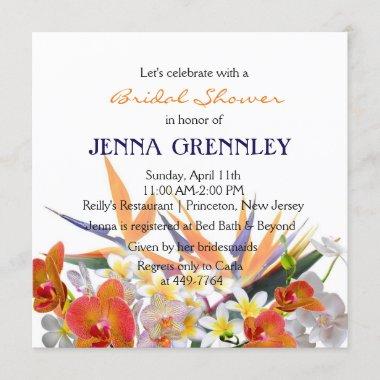 Blooming Joy-Tropical Flowers Bridal Shower Invitations