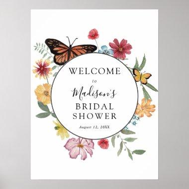 Blooming Meadow Butterfly Bridal Shower Welcome Poster