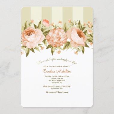 Blooming Roses and Hydrangea Bridal Shower Invitations