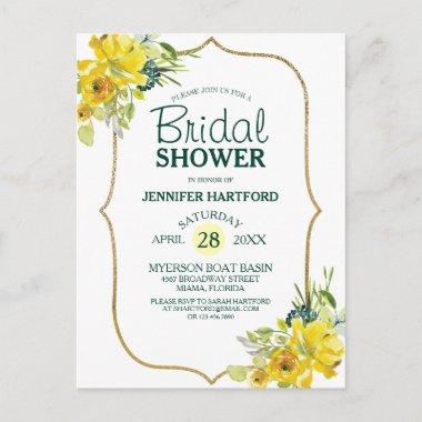 Blooming Spring Yellow Floral Bridal Shower PostInvitations