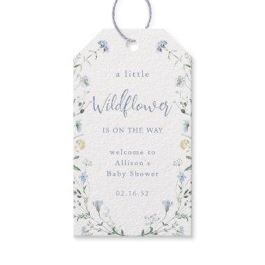 Blue A Little Wildflower Rustic Boho Baby Shower Gift Tags