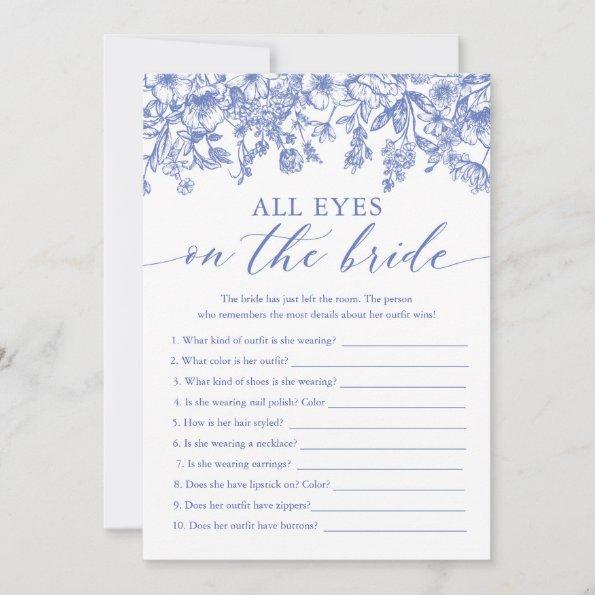 Blue All Eyes On The Bride Bridal Shower Game Invitations