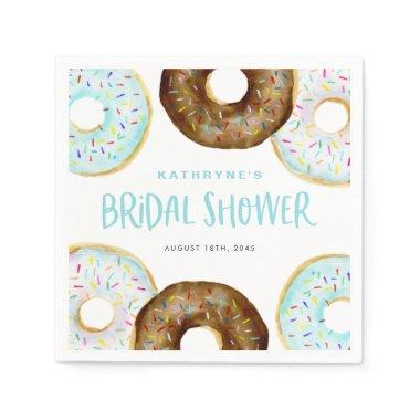 Blue and Chocolate Sprinkle Donuts Bridal Shower Napkins