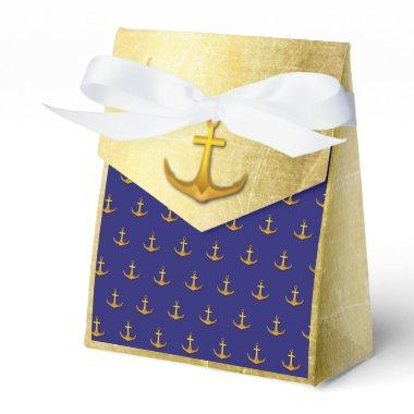 Blue and Gold Candy Favor Box Nautical Anchors