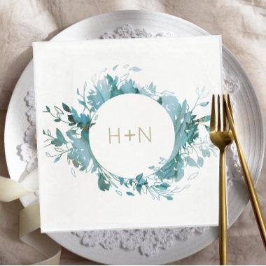 Blue and Gold Modern minimalist Bridal Shower Paper Dinner Napkins