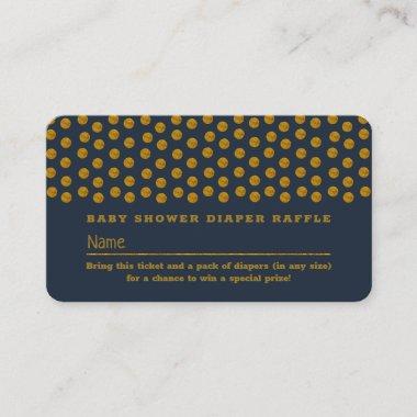 Blue and Gold Polka Dot , Diaper Raffle Ticket Enclosure Invitations